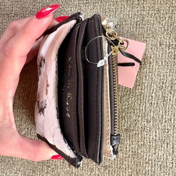 JUICY COUTURE 2pc Pink Velour Bifold Wallet Chocolate Faux LTR Credit Card Case - Picture 6 of 11